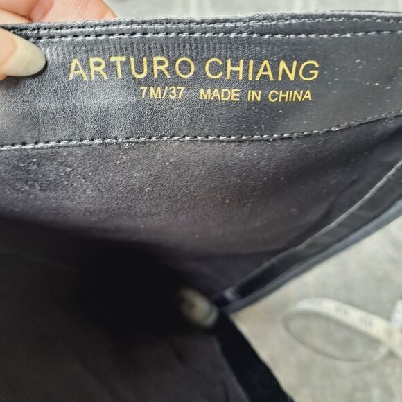 Arturo Chiang Black Riding Boots WOMENS SIZE 7M Leather Biker Minimalist Travel - Picture 8 of 10